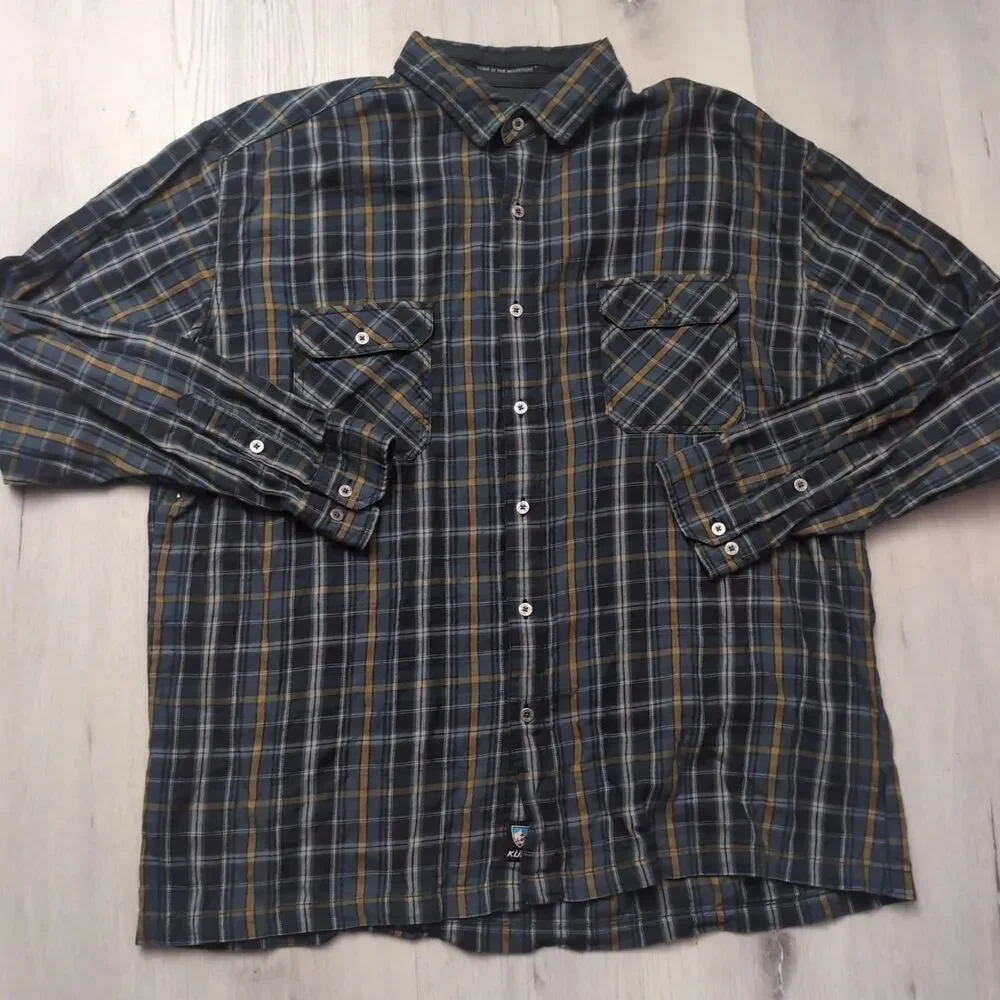 Kuhl Men’s Dillingr Plaid Flannel Mens 2XL Multi Color Long Sleeve  Outdoor